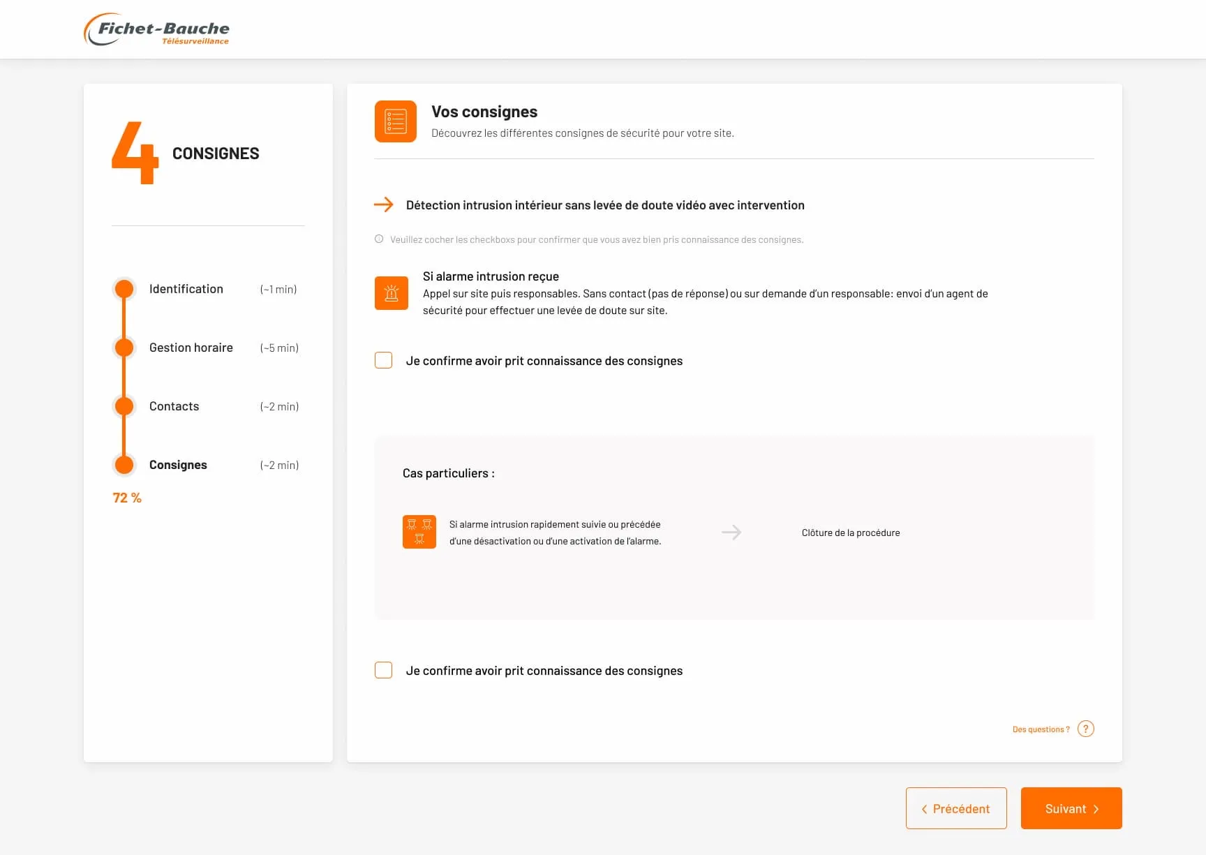 Écran Formulaire de consigne 14